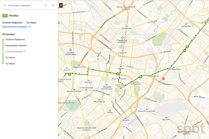 Карта автобусов ташкента